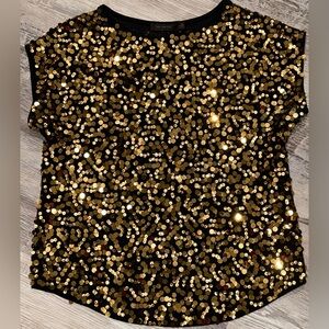 Women's Black W/Gold sequins all over  Shirt Size Small Brand The limited